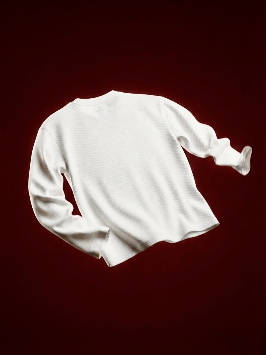 Waffle white T-shirt  full sleeve ￼ ￼