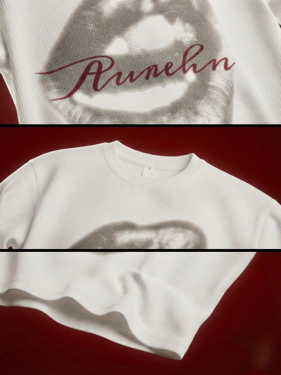 Waffle white T-shirt  full sleeve ￼ ￼