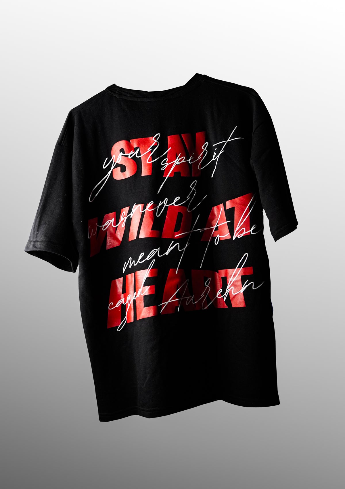 Black T-shirt, stay wild at heart  ￼