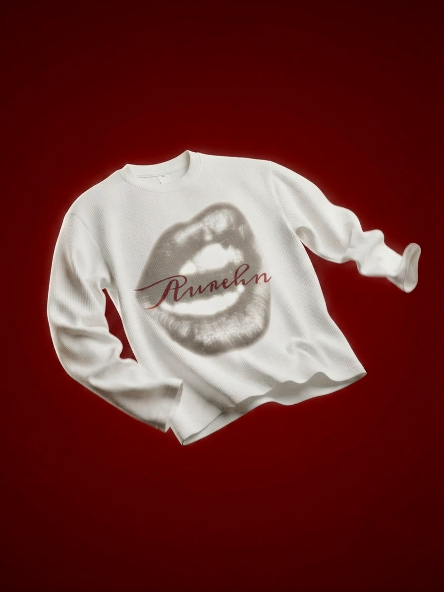 Waffle white T-shirt  full sleeve ￼ ￼