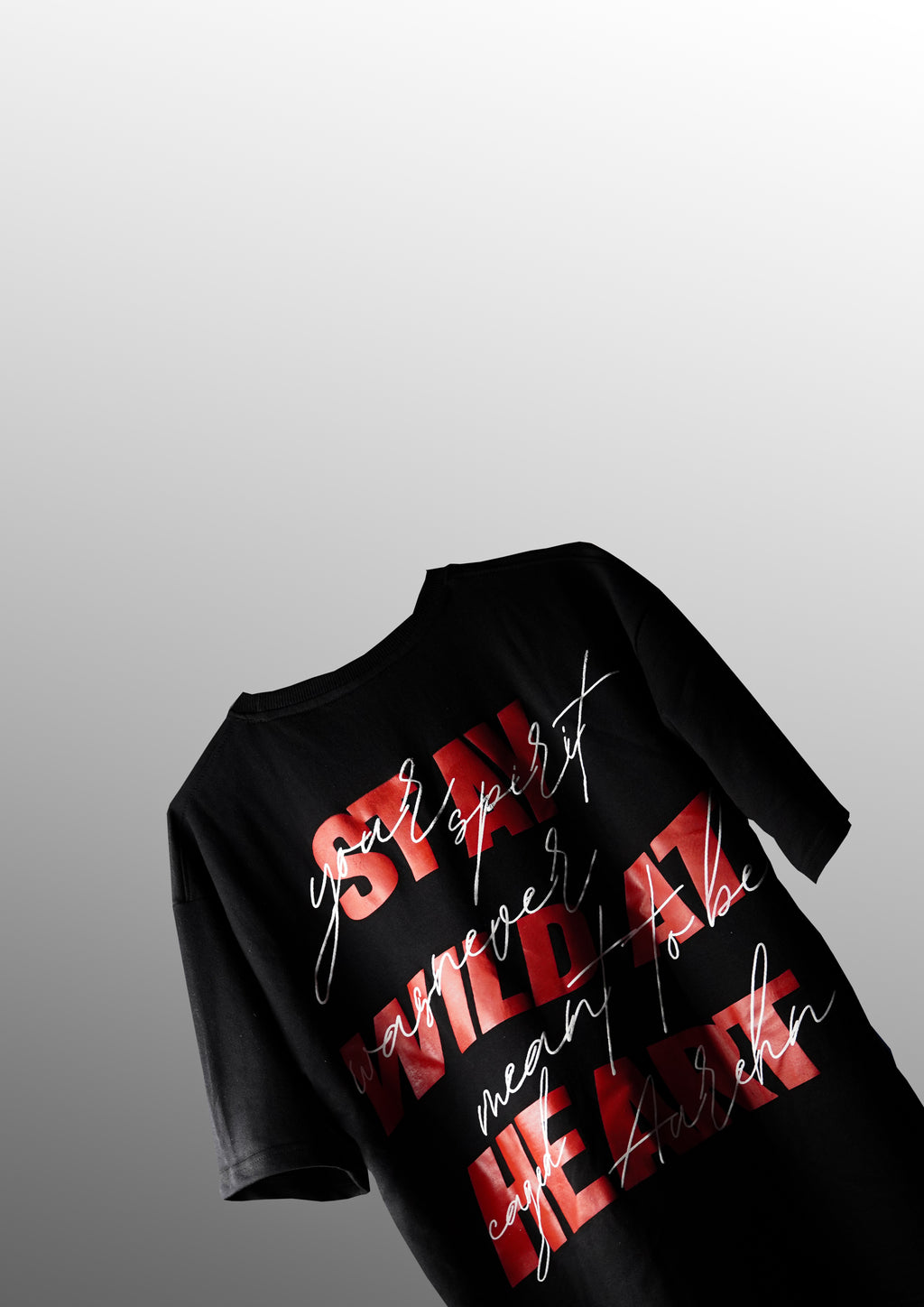 Black T-shirt, stay wild at heart  ￼